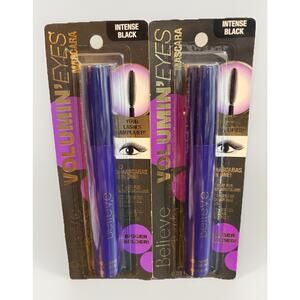 Believe Beauty Volumin’eyes Mascara Intense Black 0.32oz Buildable Volume 2 Pack
